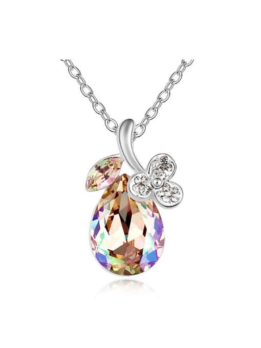QIANZI Shiny Water Drop austrian Crystals Alloy Necklace