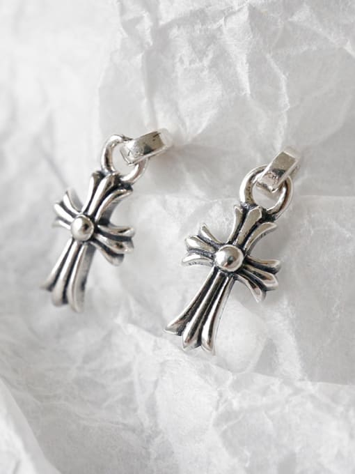 DAKA Sterling silver minimalist retro cross earrings 2