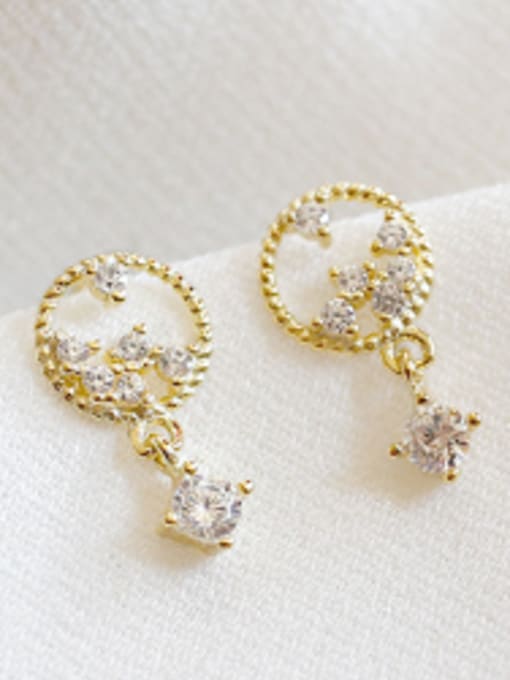 gold Fashion Cubic Zirconias Silver Stud Earrings