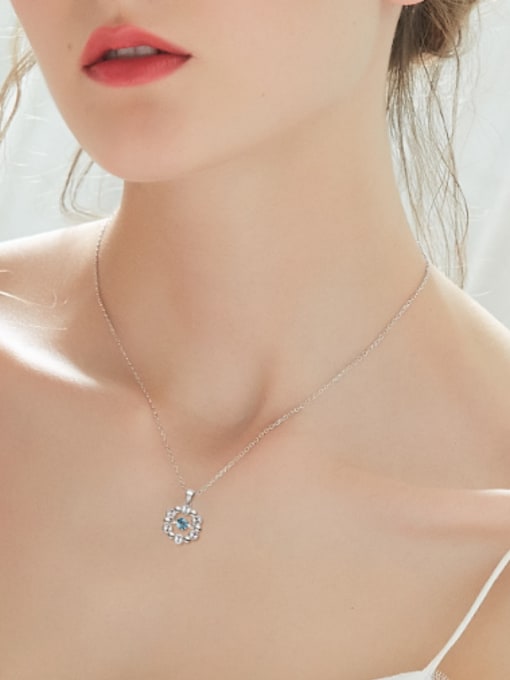 CEIDAI Simple austrian Crystals Round Silver Necklace 1
