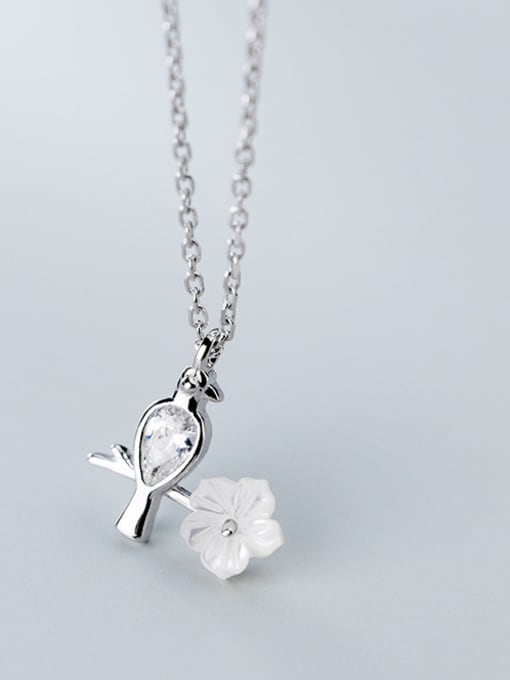 Rosh 925 Sterling Silver With Platinum Plated Cute Little Bird Flower Necklaces 1