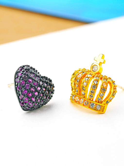 ALI Lovely princess crown  micro-inlay AAA zircons asymmetrical studs earring 1