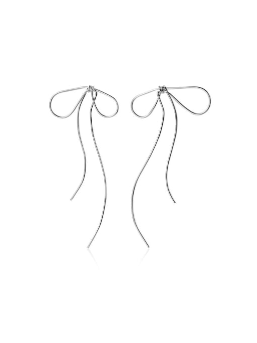 Rosh 925 Sterling Silver With Platinum Plated Simplistic  Line Butterfly Threader Earrings 0