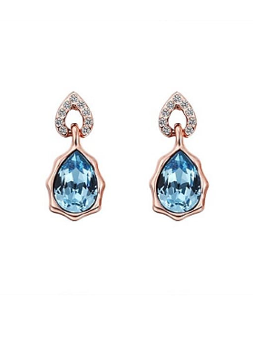 Rose Gold Fashion Crystal Water Drop Stud Earrings