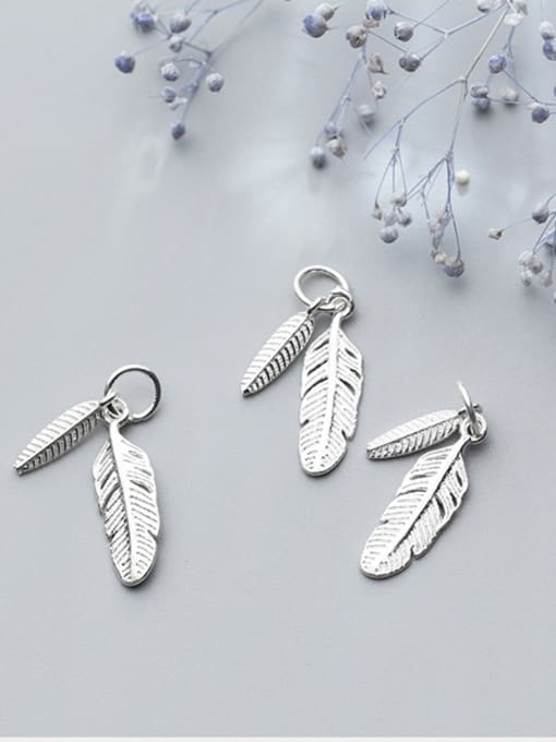 FAN 925 Sterling Silver With Silver Plated Trendy Leaf Bails 0