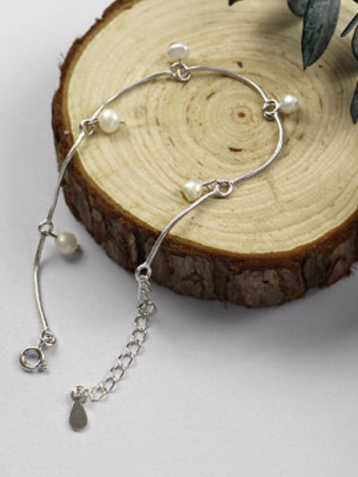 DAKA Simple White Artificial Pearls Silver Bracelet 2