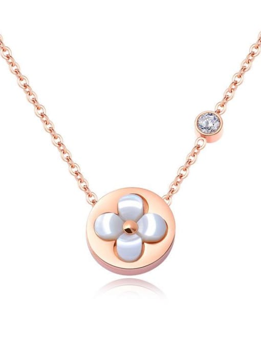 Open Sky Stainless Steel With Rose Gold Plated Delicate Flower Necklaces 0