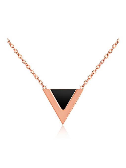 Black Simple Triangle Pendant Rose Gold Plated Necklace