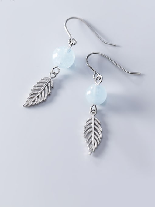 Rosh 925 Sterling Silver With Glass Beads Vintage Leaf Drop Earrings 2