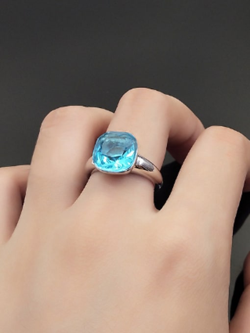 KENYON Simple Blue AAA Zircon Copper Ring 1
