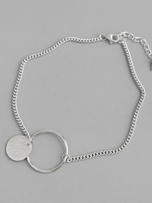 DAKA 925 Sterling Silver With Glossy Simplistic Round Anklets