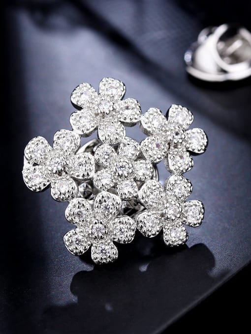 D022 Copper With  Cubic Zirconia Delicate Flower Multi style combination Lapel Pins