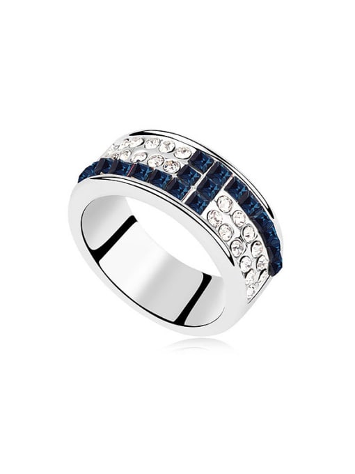 royal blue Fashion Tiny austrian Crystals Alloy Platinum Plated Ring