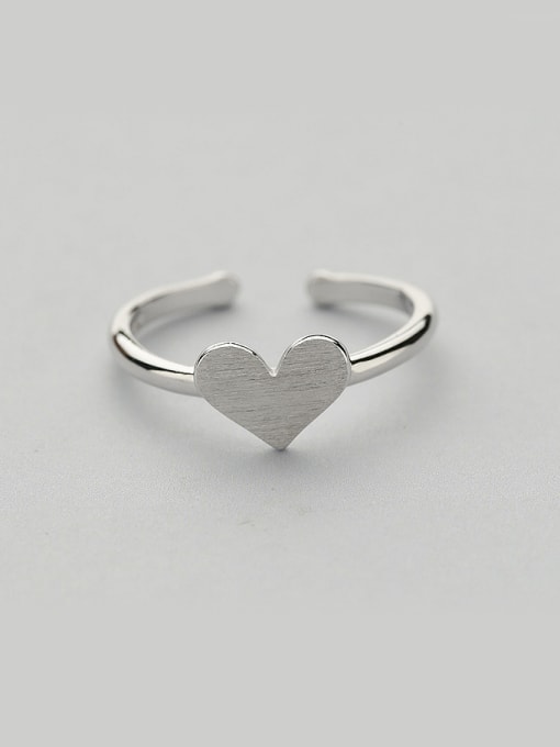 One Silver Trendy 925 Silver Heart Shaped Ring 0