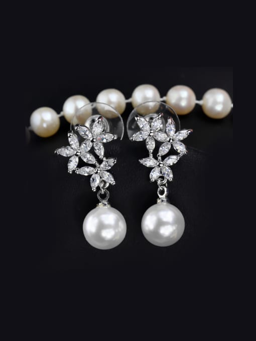 L.WIN Zircon Pearl Wedding Chandelier earring 0