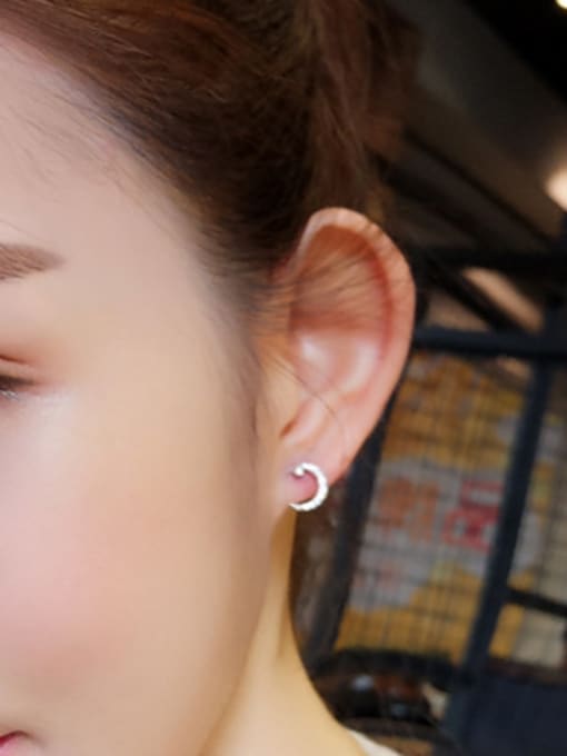 Peng Yuan Tiny Moon Zircon Stud Earrings 1