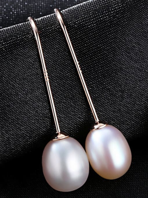 White Pure silver 8-9mm Natural Pearl Earrings