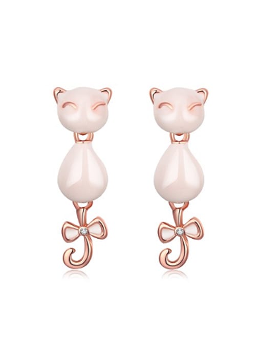 Rose Gold Personalized Cartoon Fox Stone Stud Earrings