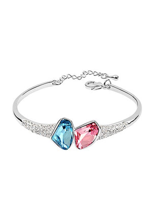 double color Simple Irregular austrian Crystals Alloy Bracelet