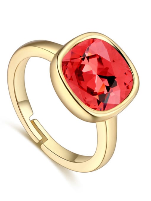 red Simple Square austrian Crystals Alloy Ring