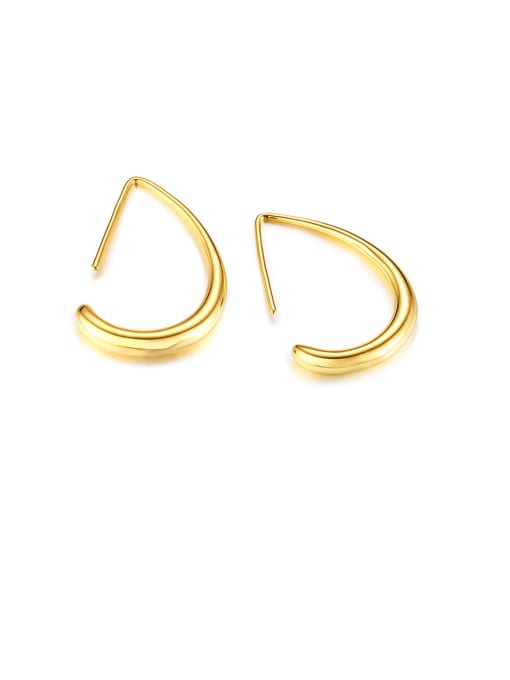 CONG Stainless Steel With Gold Plated Simplistic Irregular Hook Earrings 3