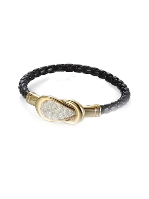 Golde ,Black Anti- allergic Titanium Steel Pearl Bracelet