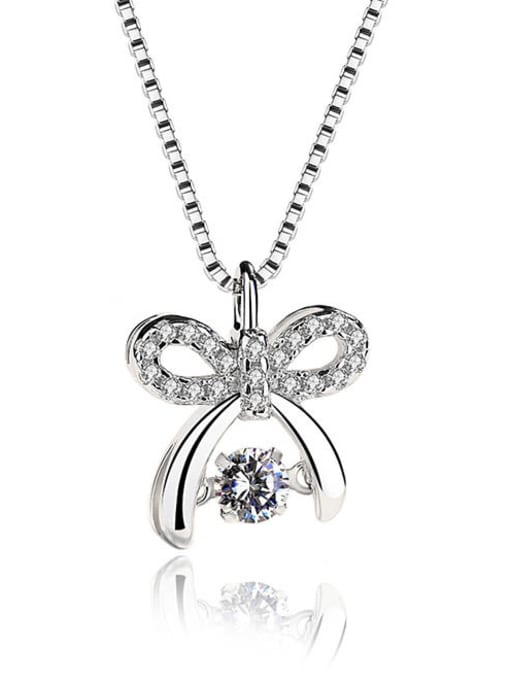 Peng Yuan Fashion Little Bow Rotatable Zircon 925 Silver Single Pendant 0