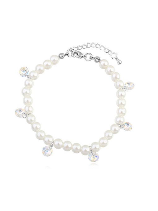 QIANZI Fashion White austrian Crystals Imitation Pearls Alloy Bracelet 0