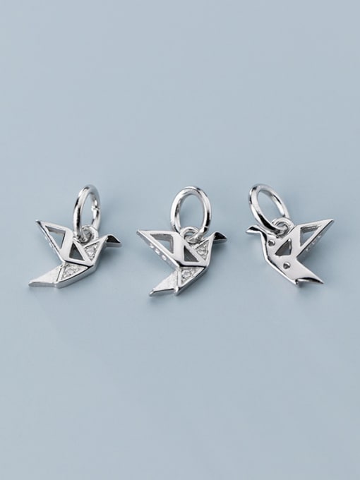 FAN 925 Sterling Silver With  Cubic Zirconia  Personality Paper Crane  Pendants 3