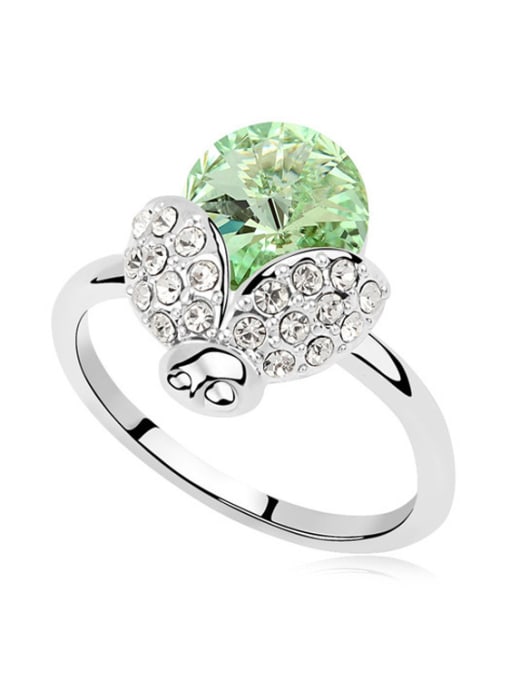 green Personalized Cubic austrian Crystals Beetle Alloy Ring