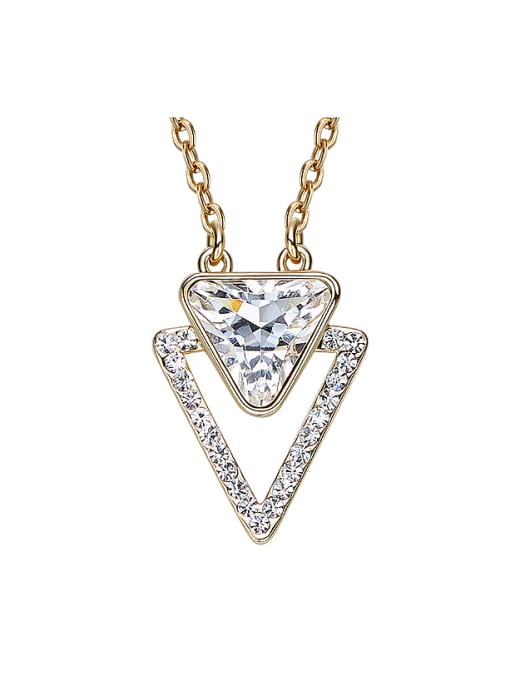 CEIDAI Simple austrian Crystal Triangle Gold Plated Necklace 0