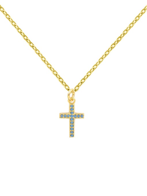 My Model Cross Shaped Simple Small Gold Black Plated Necklace 0