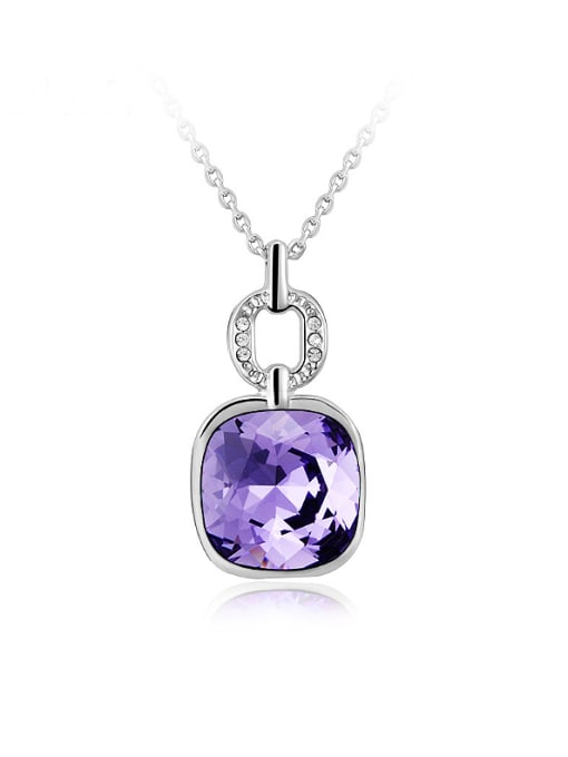 Platinum ,purple 18K White Gold Geometric Shaped Austria Crystal Necklace