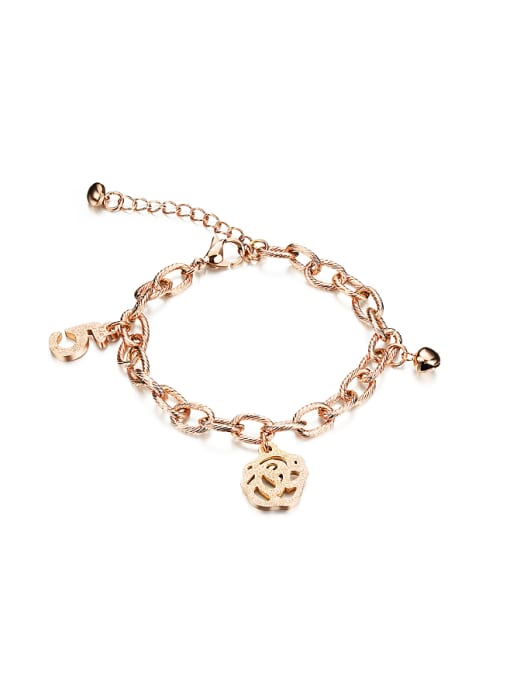 Rose Gold Simple Little Flower Bell Titanium Bracelet