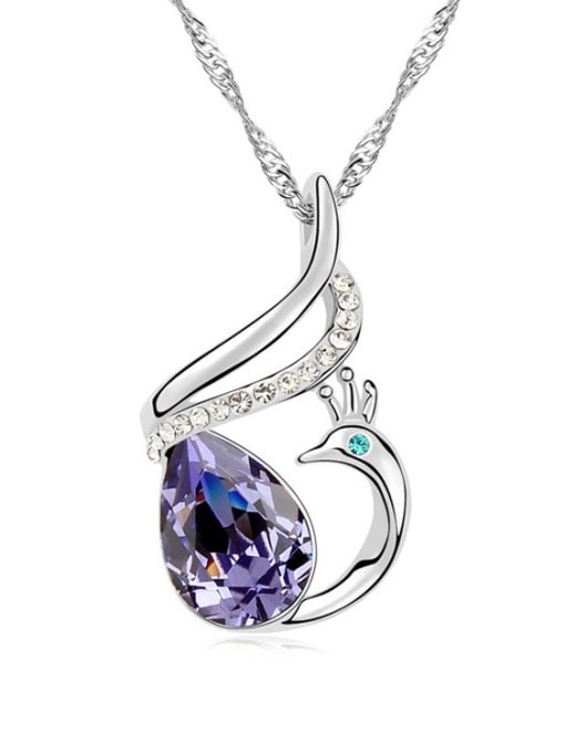 purple Fashion Water Drop austrian Crystals Phoenix Alloy Necklace