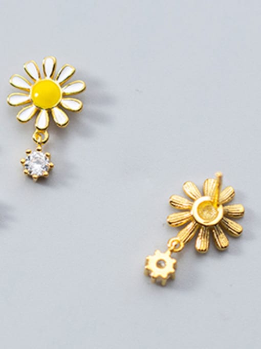 18K gold Pure silver sweet Zricon Sunflower Earrings