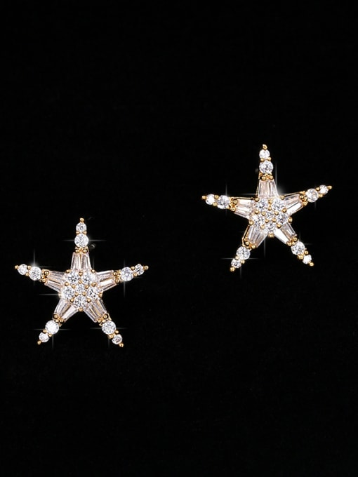 Mo Hai Copper With  Cubic Zirconia Simplistic Star Stud Earrings 1