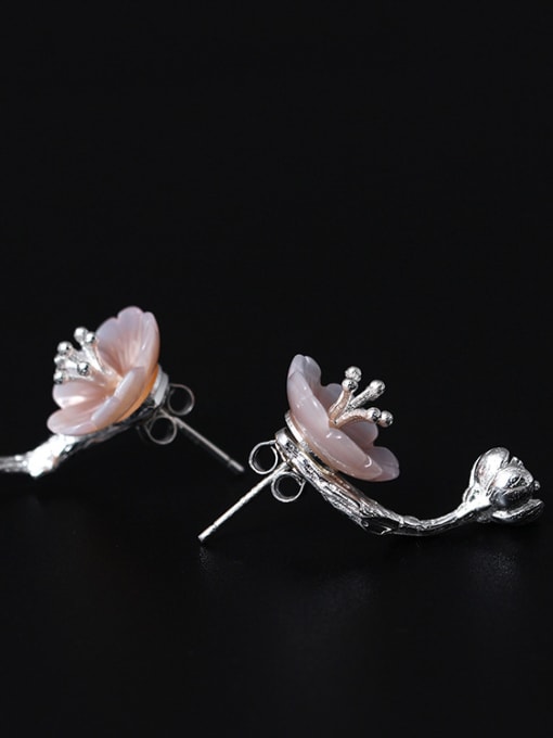 SILVER MI Pink Flower Shaped stud Earring 2