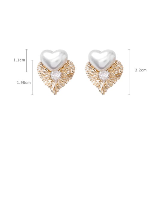 Girlhood Alloy With Gold Plated Simplistic Heart Stud Earrings 3