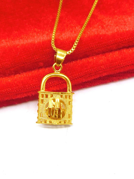 golden 18K Gold Plated Locket Shaped Necklace