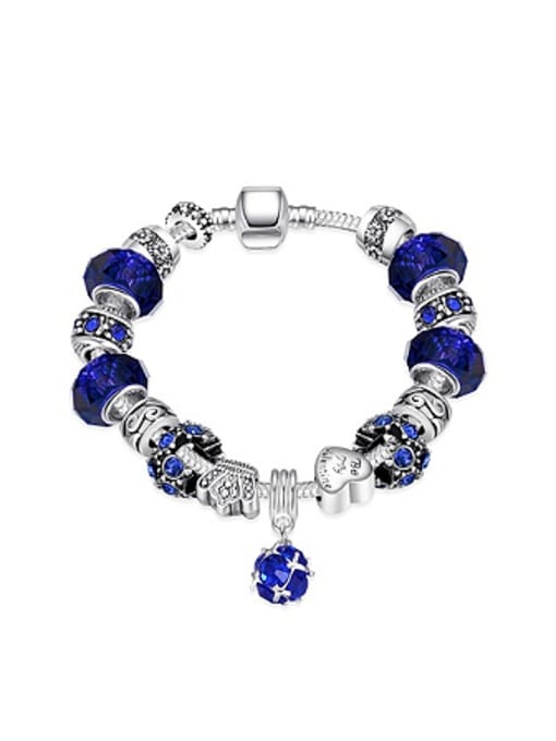 Blue Fashion Pink Glass Beads Zircon Bracelet