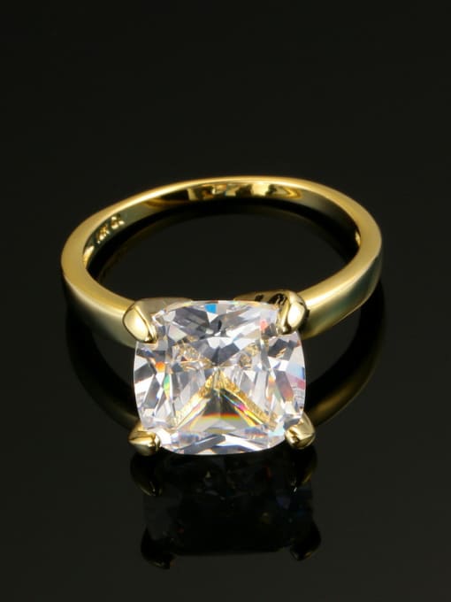 ZK Square Shining Zircons Luxury Copper Ring 1