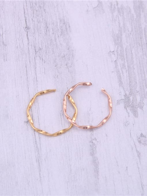 GROSE Titanium With Gold Plated Simplistic Twist Free Size  Rings 3