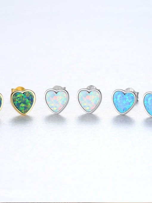 CCUI Sterling Silver Compact heart shaped opal earring 2