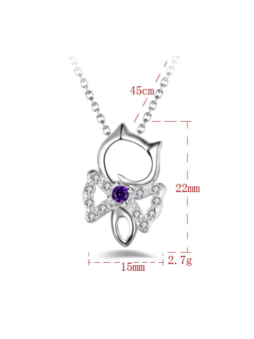 Ya Heng Fashion Cartoon Kitten Shiny Cubic Zirconias Copper Necklace 4