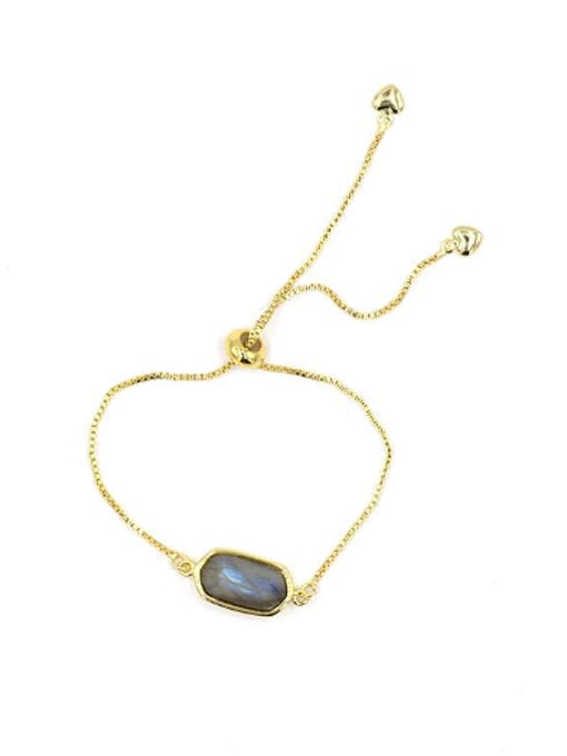 2 Simple Gemstones Gold Plated Adjustable Bracelet