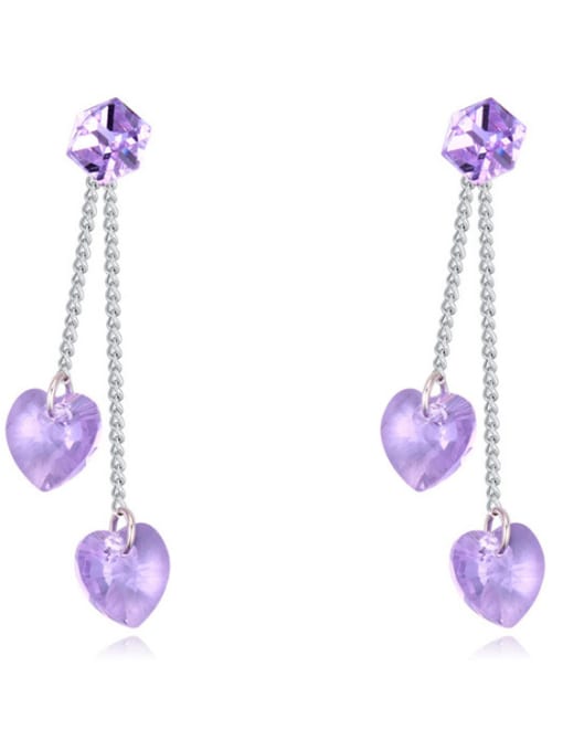 purple Fashion Heart Cubic austrian Crystals Alloy Drop Earrings
