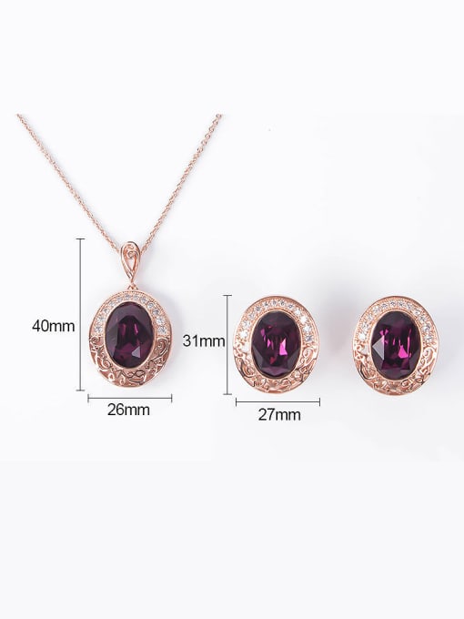 BESTIE Alloy Rose Gold Plated Vintage style Stone Oval-shaped Two Pieces Jewelry Set 3