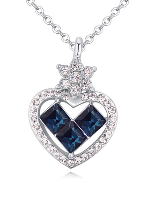 royal blue Chanz using austrian Elements Crystal Necklace female love diamond crystal pendant