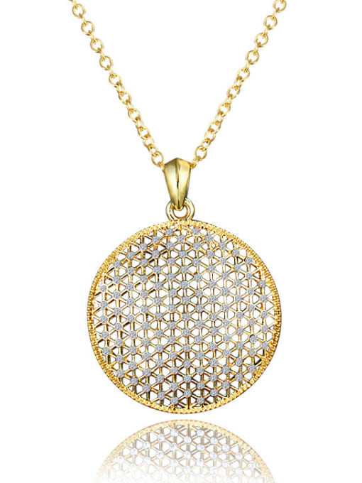 Gold Shining 18K Gold Plated Round Shaped Zircon Necklace